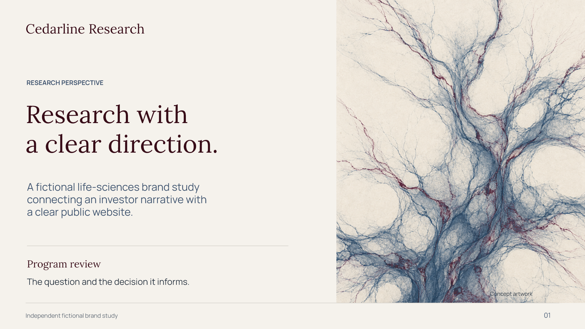 Cedarline Research fictional brand and presentation design